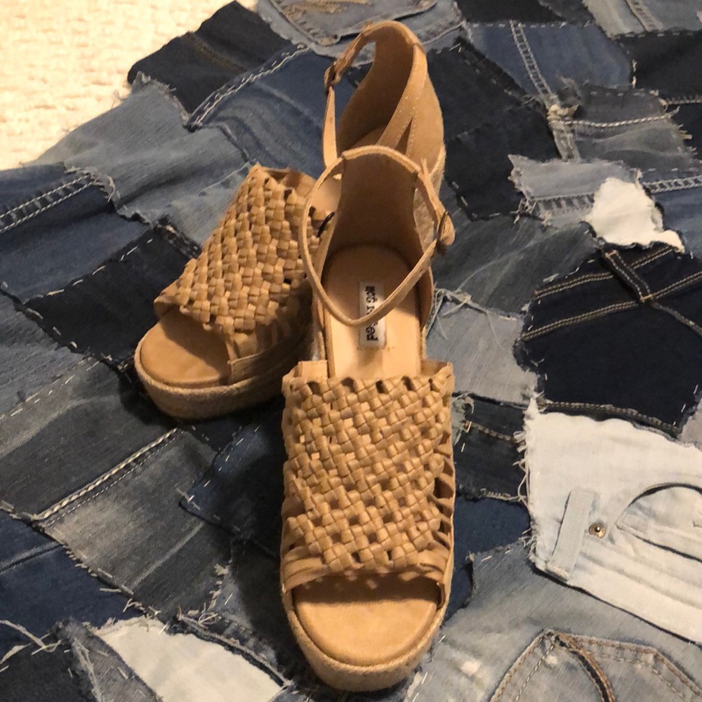 Tan wedge high heels. Never worn.
